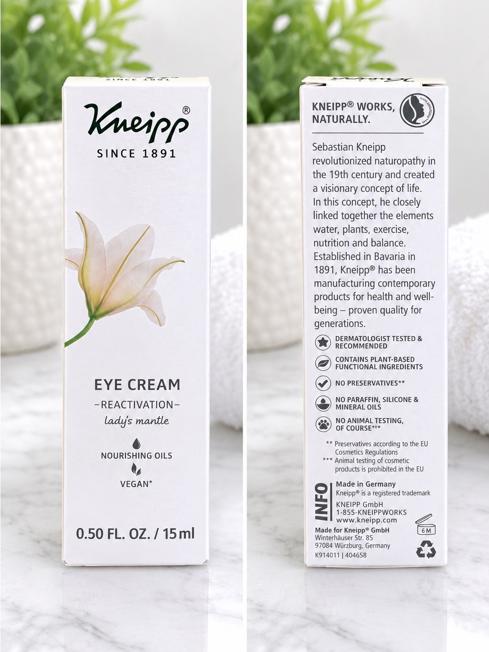Kneipp Eye Cream Reactivation Lady's Mantle 15ml Vegan BNIB
